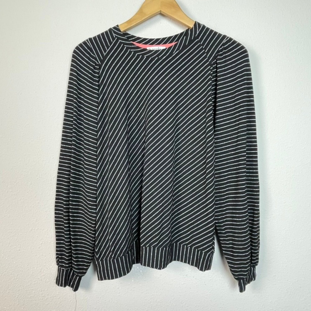 Nooki London Black Striped Long Sleeve Top Women's Size‎ S Metallic Sparkle
